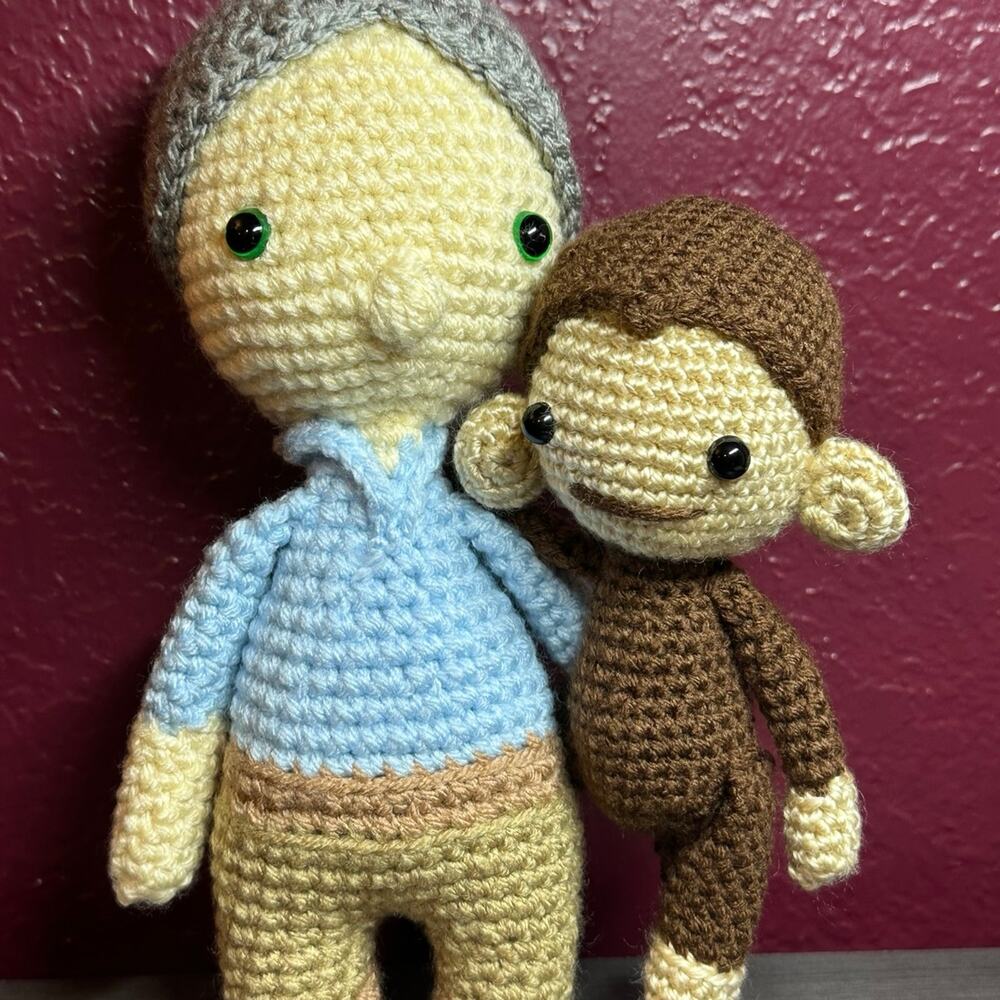 Jane Goodall and her chimpanzee, Flint - Crochet Dolls